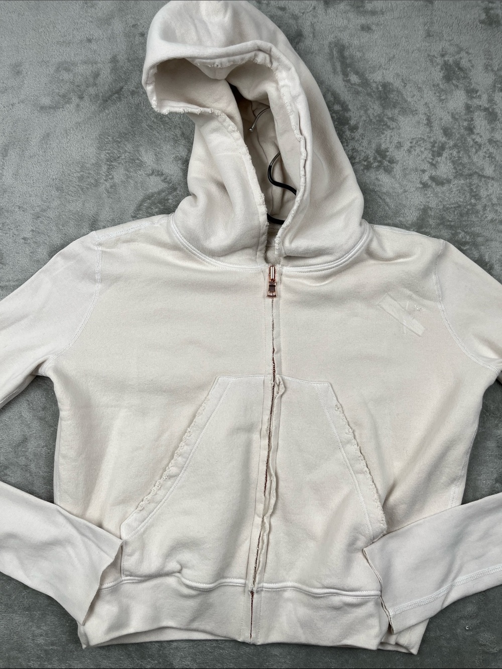 Frank & Eileen XS 100% Cotton Full Zip Up Hoodie Sweatshirt White Made in USA